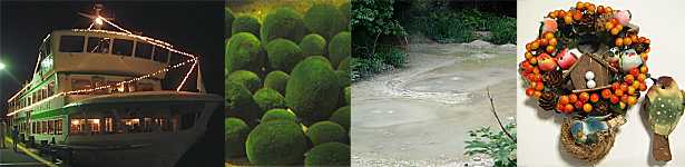 まりも丸でナイトクルーズ、展示水槽のマリモ、泥火山のボッケ、おみやげ